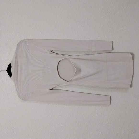 Cream Ribbed Long Sleeve Sweater Dress - Picture 5 of 6